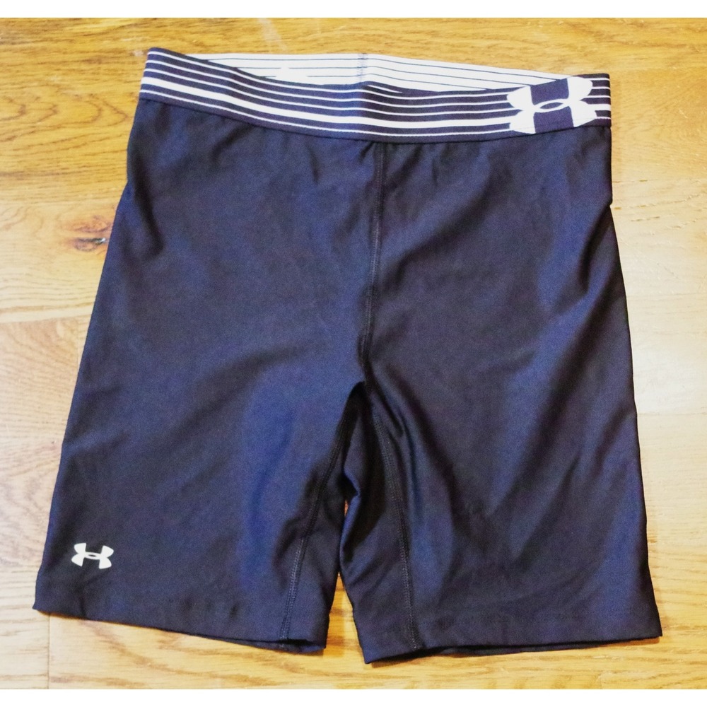 Under Armour HeatGear Mens Compression Shorts‎ Black Striped Waistband Small
